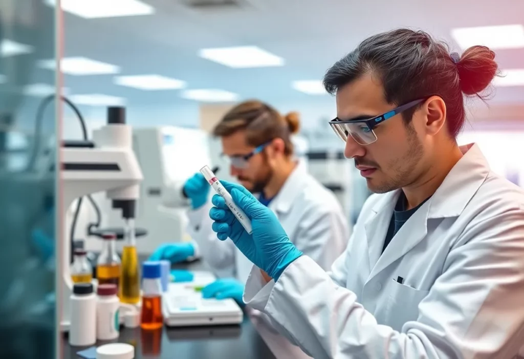 Researchers at the University of Cambridge working on cancer detection methods.