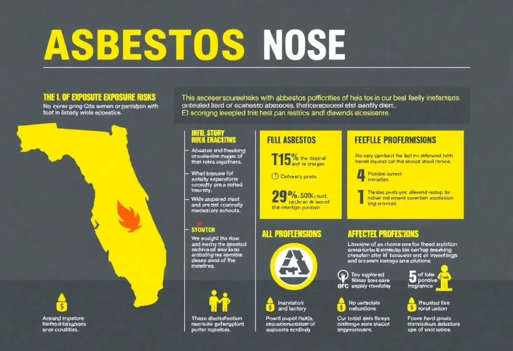 Infographic displaying statistics on asbestos exposure and mesothelioma in Florida.