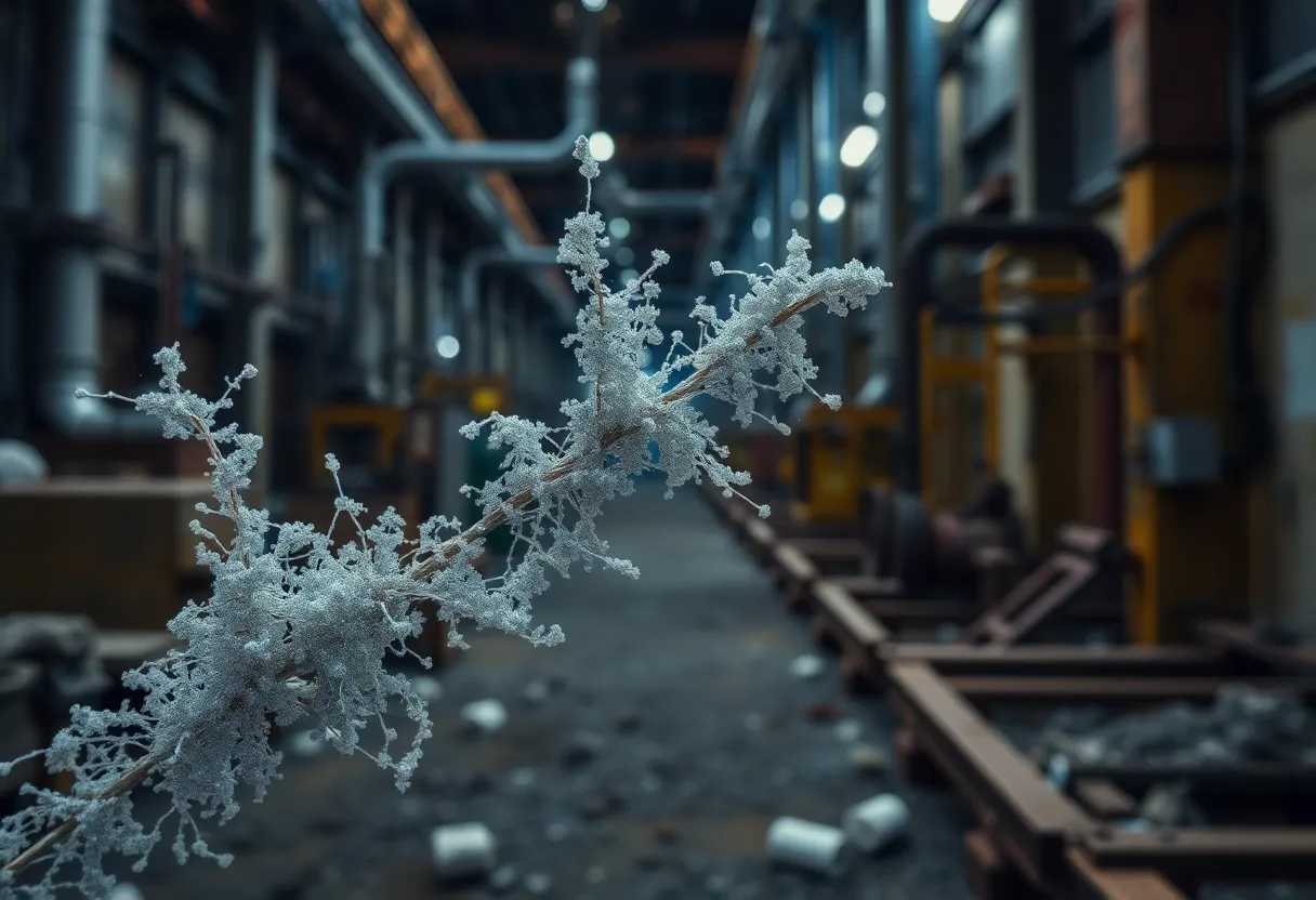 Microscopic view of asbestos fibers