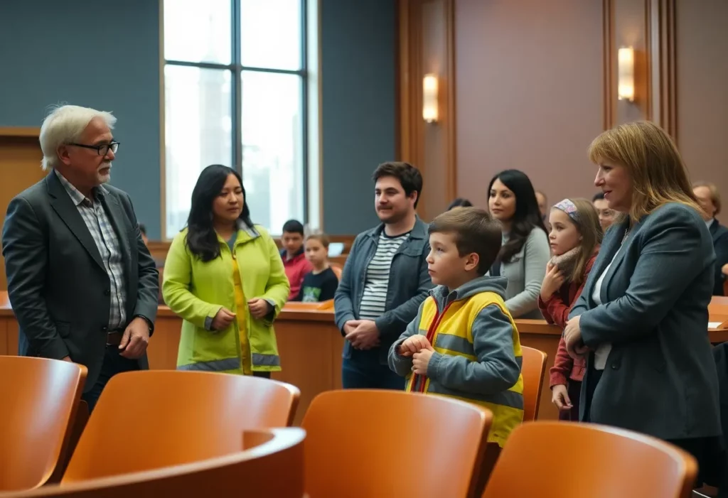 Community members gather at Boise City Hall for an asbestos demolition hearing.
