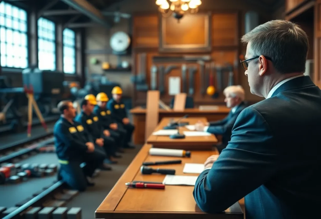 Courtroom scene related to asbestos exposure case