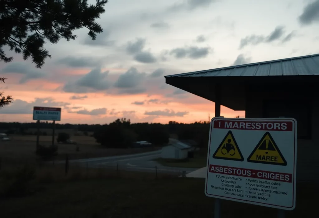 Southern landscape depicting a health crisis related to mesothelioma deaths.