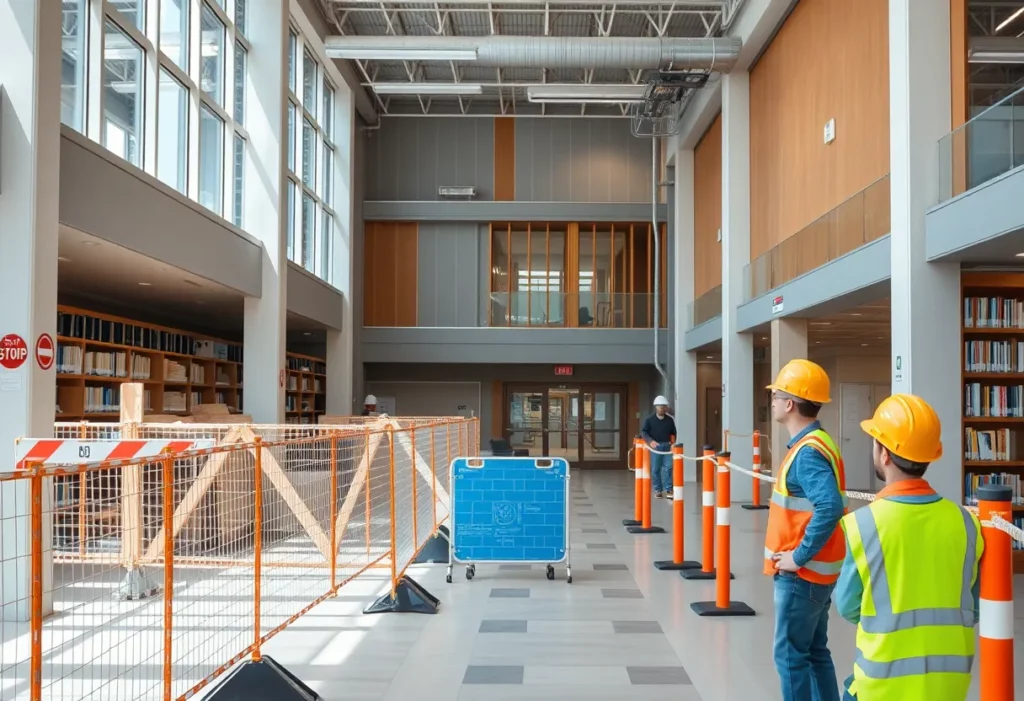 Renovation work at Edison Public Library for asbestos removal