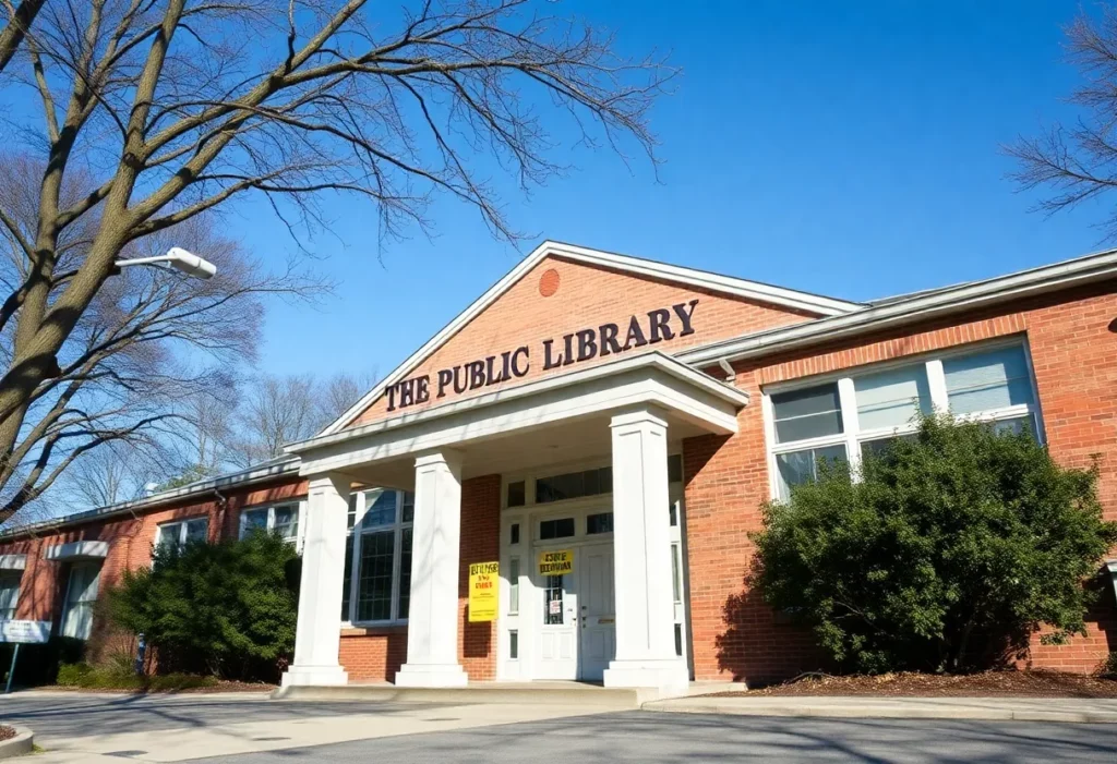 Edison Public Library sign indicating closure for asbestos removal.