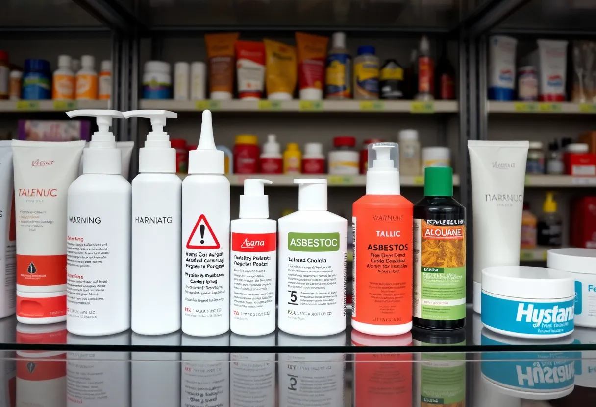 FDA building with cosmetic products emphasizing safety regulations