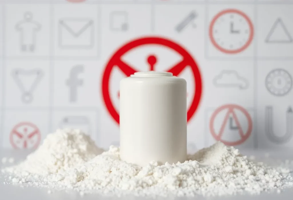 Illustration of FDA regulations on talc-containing cosmetics due to asbestos concerns