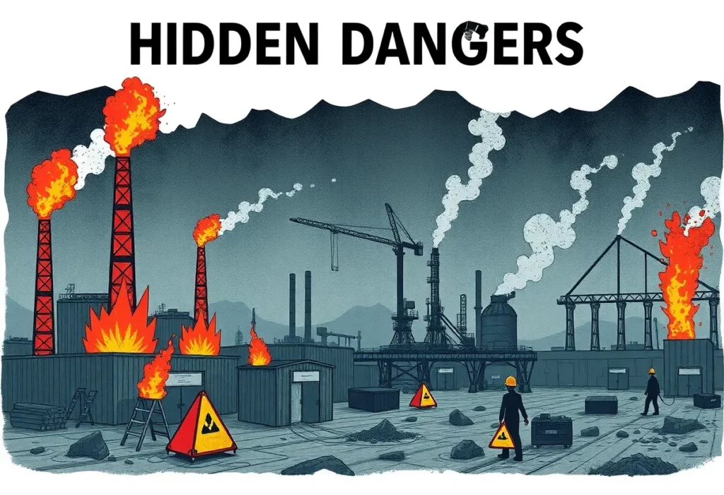 Illustration representing the global asbestos crisis and its dangers to health