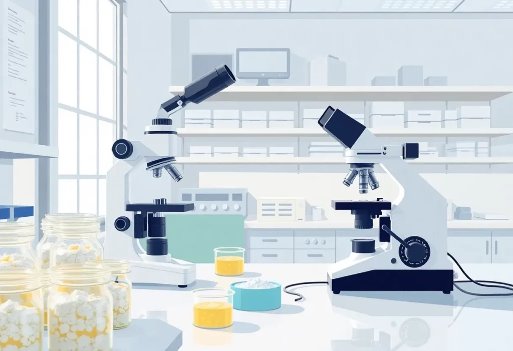 Laboratory equipment testing talc for asbestos contamination