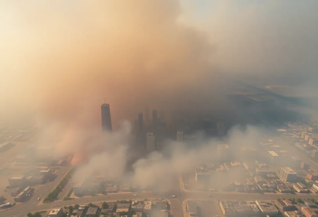 Smoke covering Los Angeles due to wildfires