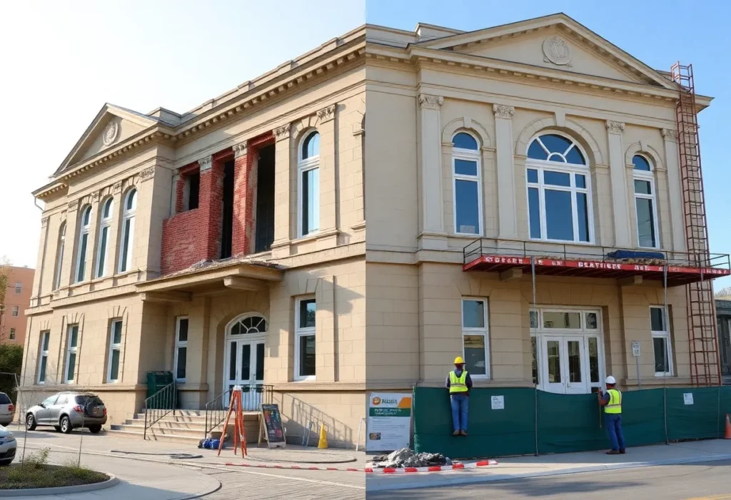 Medina courthouse renovation project under construction.