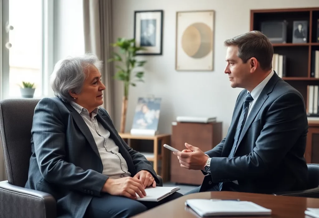 A lawyer meeting with a mesothelioma patient