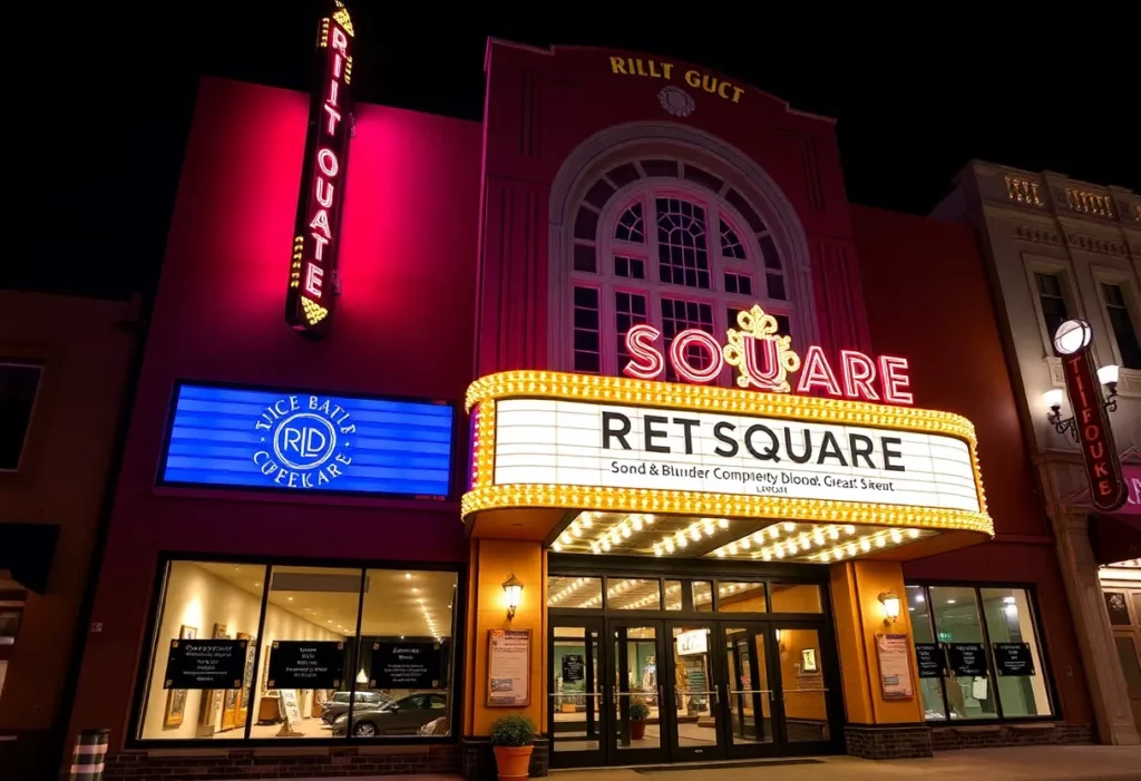 Exterior view of the Rialto Square Theatre during its grand reopening.