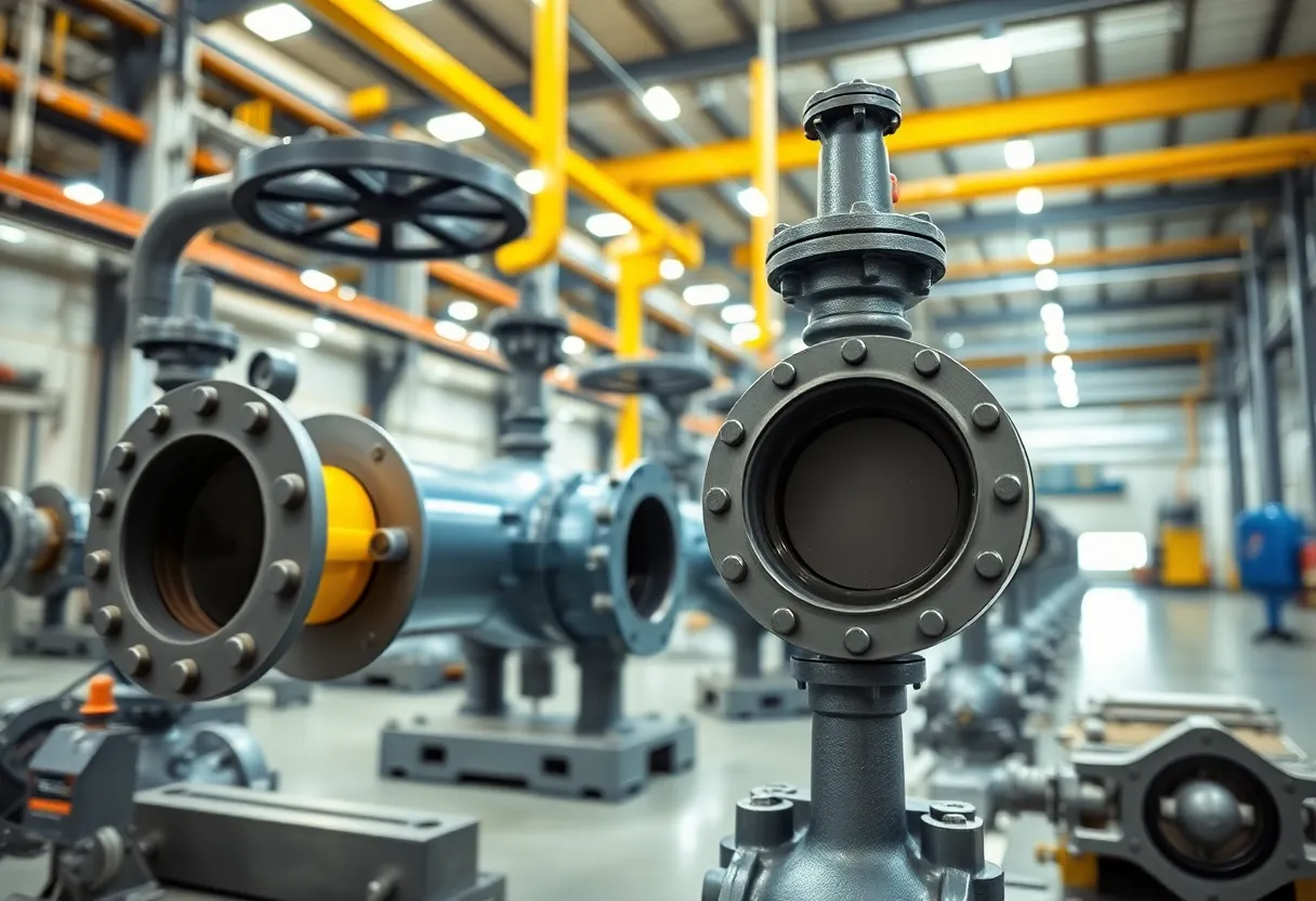 Innovative industrial valves at Velan Inc. manufacturing facility.