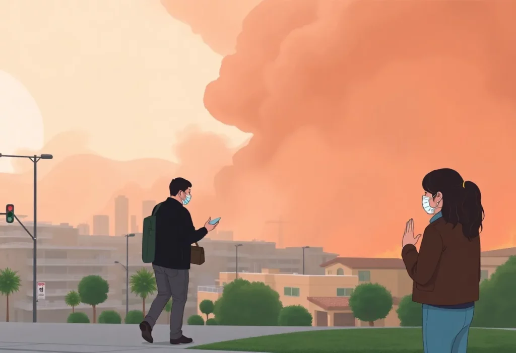 Health officials providing N95 masks to residents in Los Angeles after wildfire smoke.