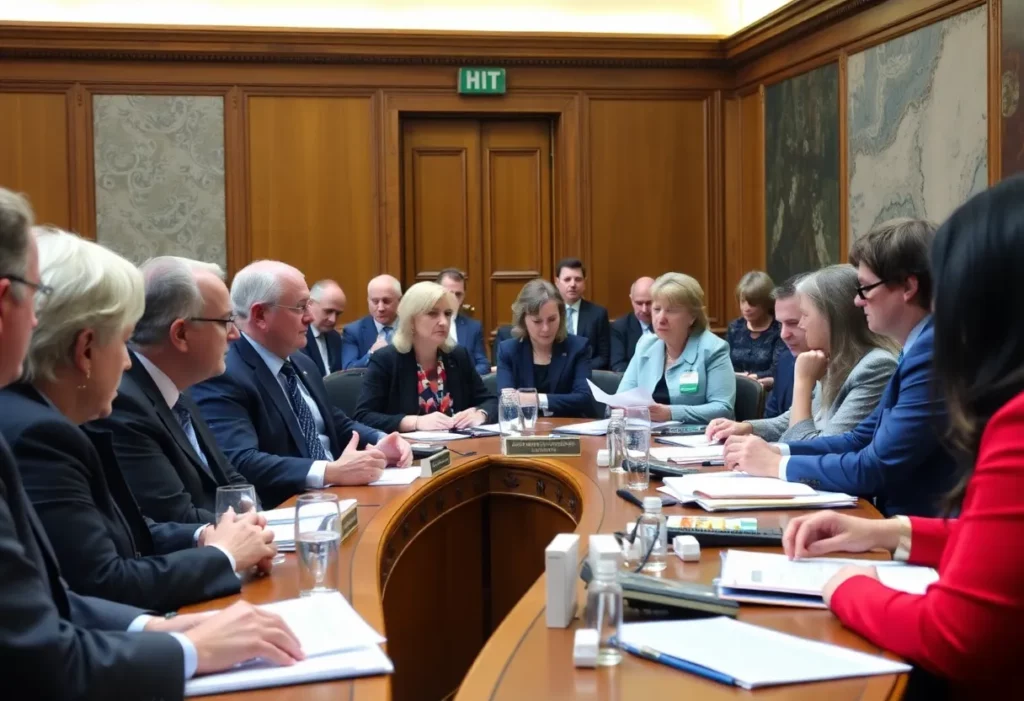 Meeting in Parliament discussing asbestos-related health issues