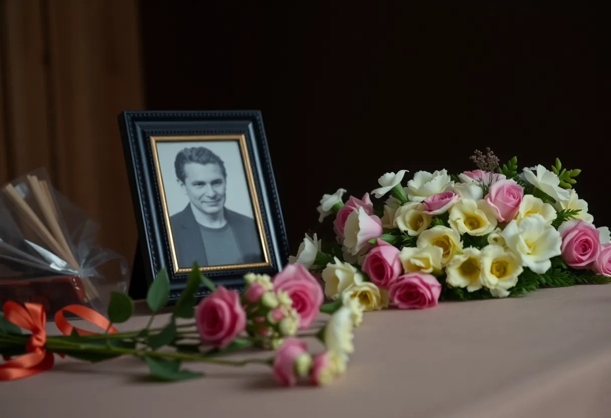 A funeral scene representing loss due to asbestos diseases.
