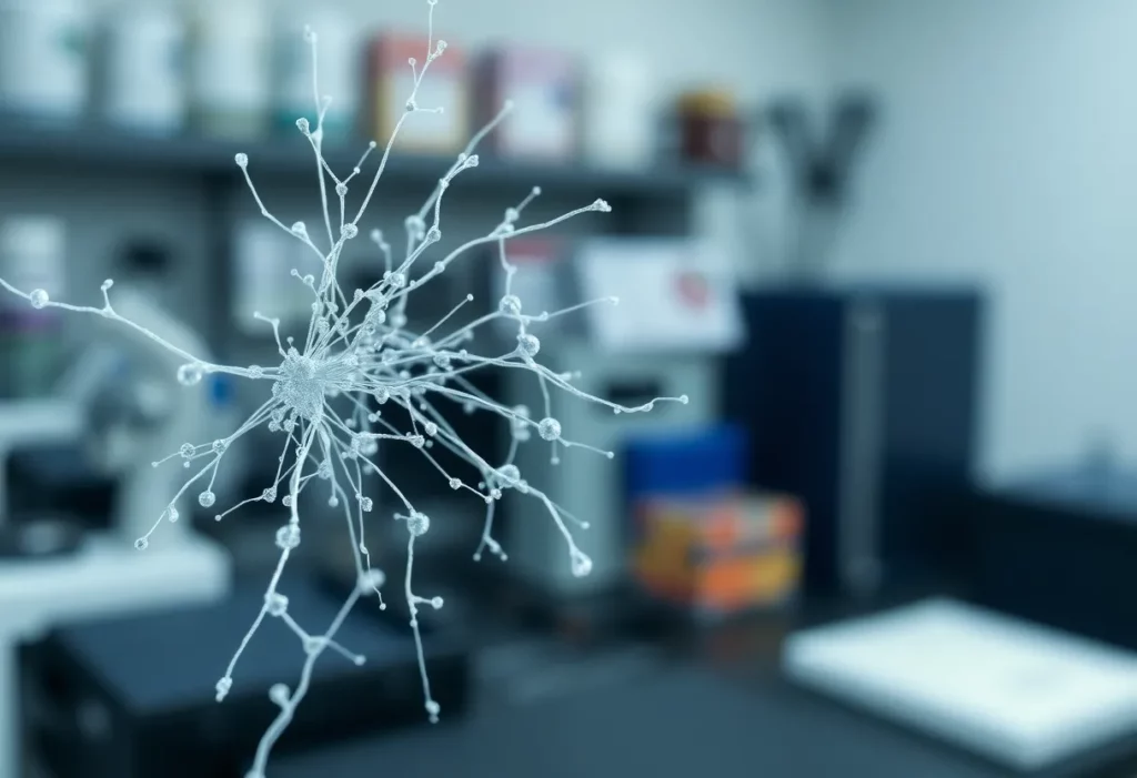 Microscopic view of asbestos fibers and their health hazards.