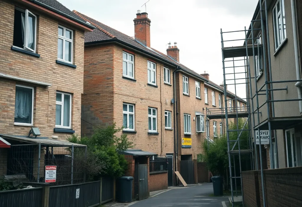 Residential area with potential asbestos hazards