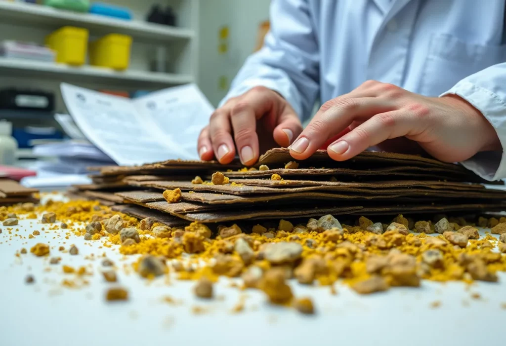 Professionals inspecting asbestos materials for compliance with regulations.