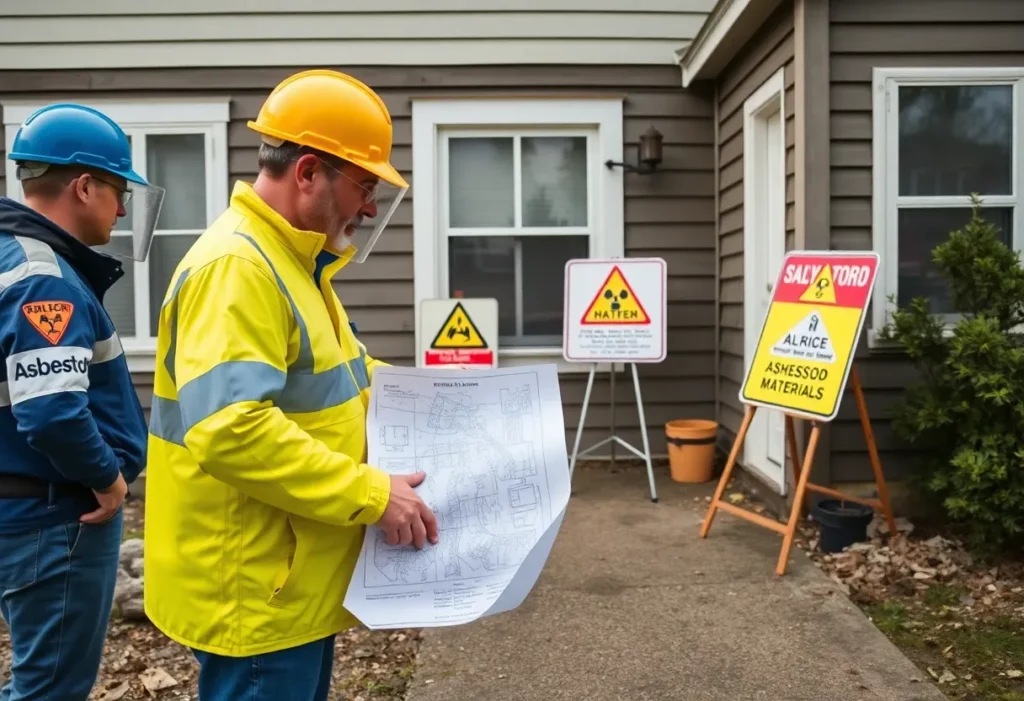 Massachusetts environmental officials inspecting for asbestos compliance