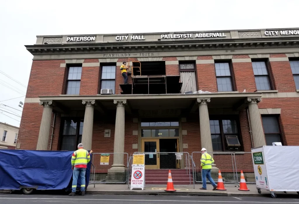 Workers removing asbestos at Paterson City Hall
