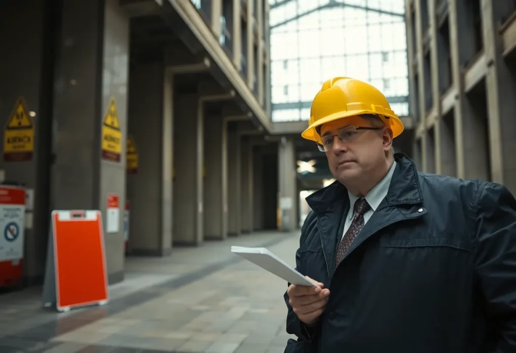 City official reviewing asbestos safety compliance