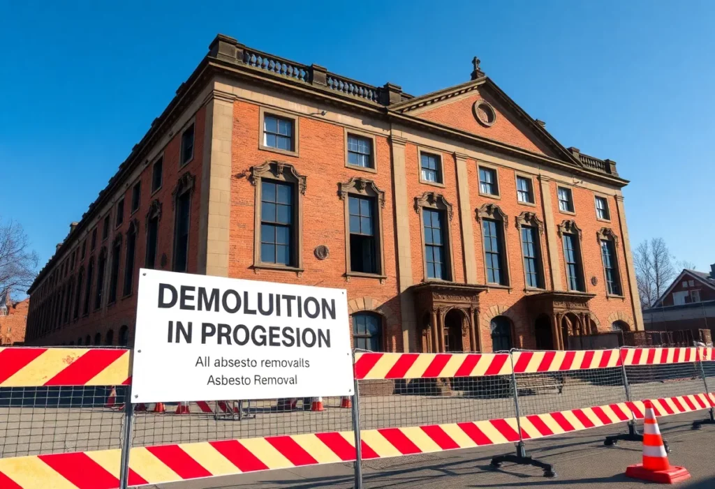 Centennial Building in Le Mars with Demolition Sign