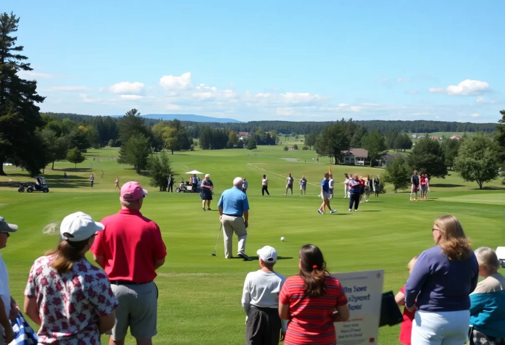 Golfers gathered at a charity event honoring a young boy