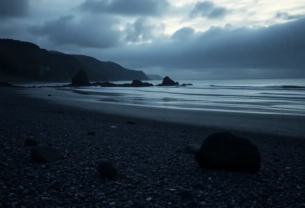A serene view of the Dorset coast with waves and cliffs, highlighting environmental concerns related to asbestos.