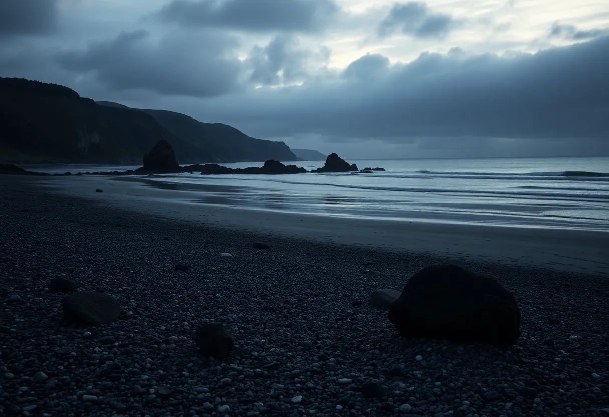 A serene view of the Dorset coast with waves and cliffs, highlighting environmental concerns related to asbestos.