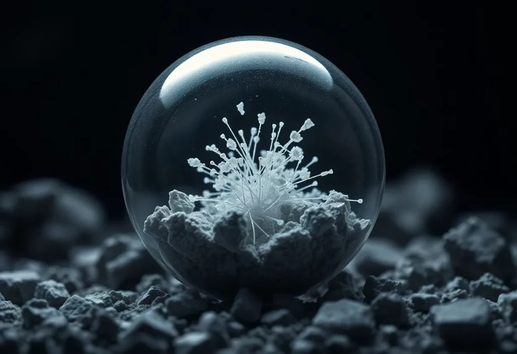 Illustration symbolizing the battle against asbestos with contained asbestos fibers.