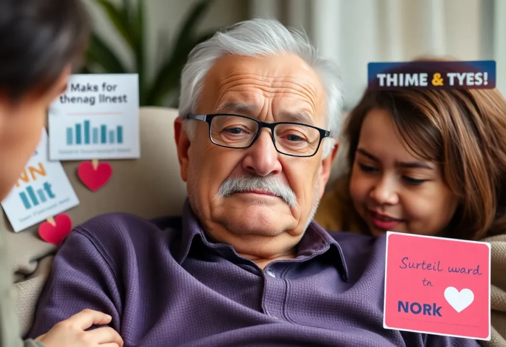 A grandfather with a determined expression, symbolizing hope amidst adversity.