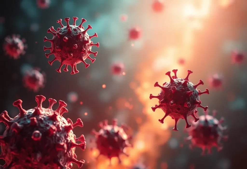 Illustration of immunotherapy cells fighting cancer