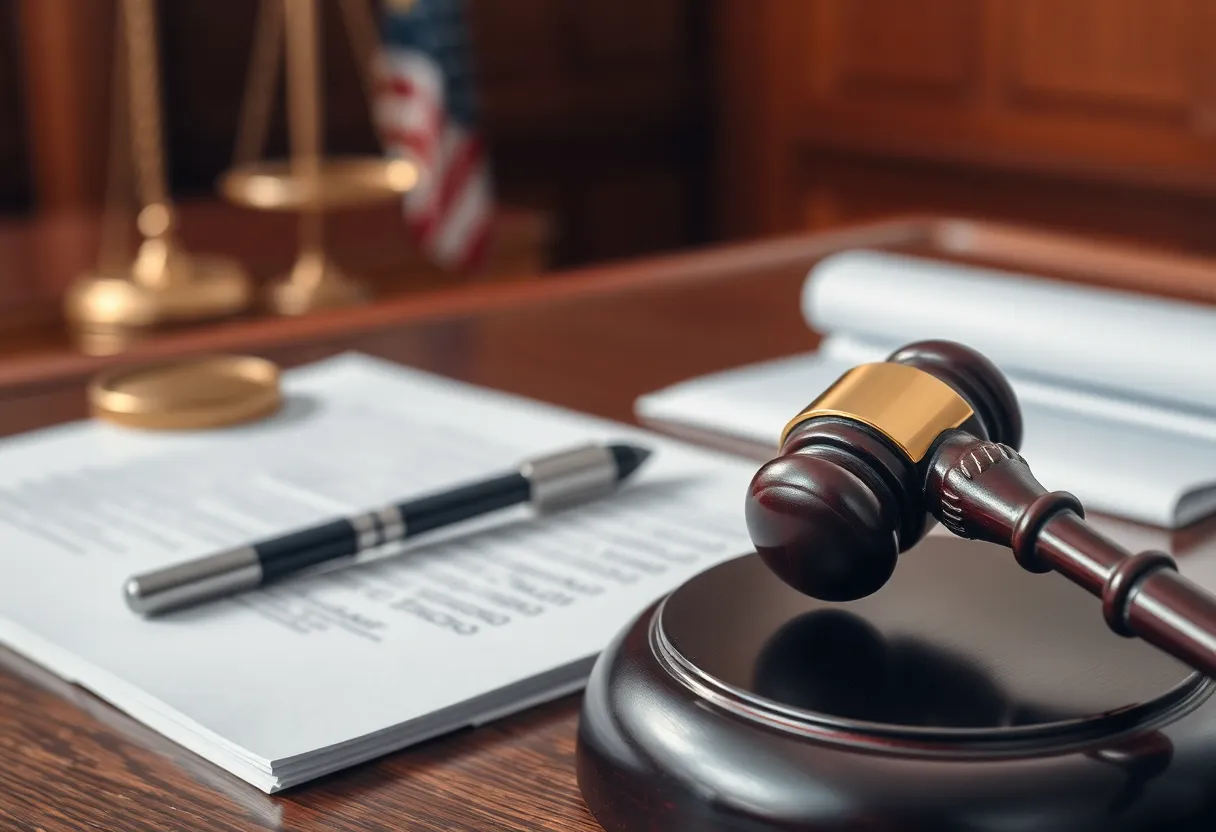 Courtroom scene representing the Johnson & Johnson talcum powder lawsuit