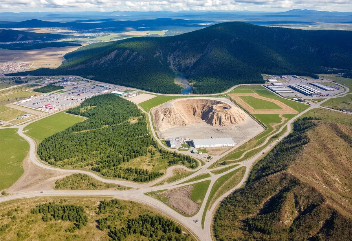 Aerial view of Libby, Montana, highlighting the site of asbestos exposure