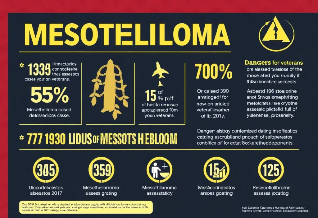 Infographic showing mesothelioma statistics and risks of asbestos exposure.