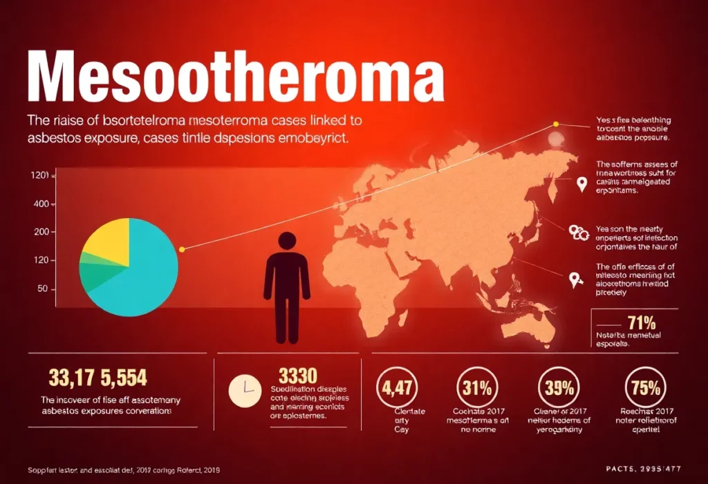 Infographic on the rise of mesothelioma cases related to asbestos exposure