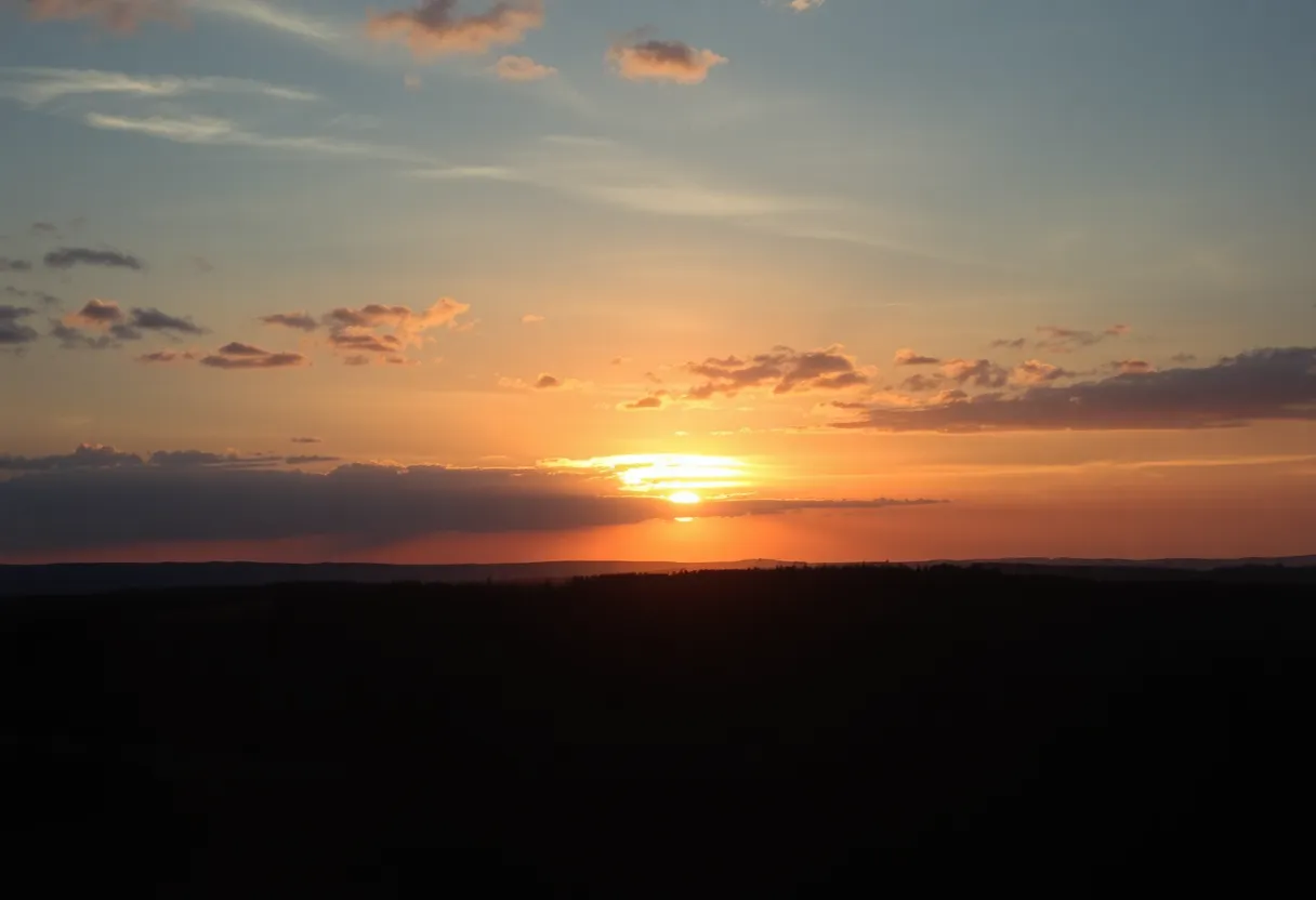 A sunset over Virginia representing the challenges of mesothelioma caused by asbestos.