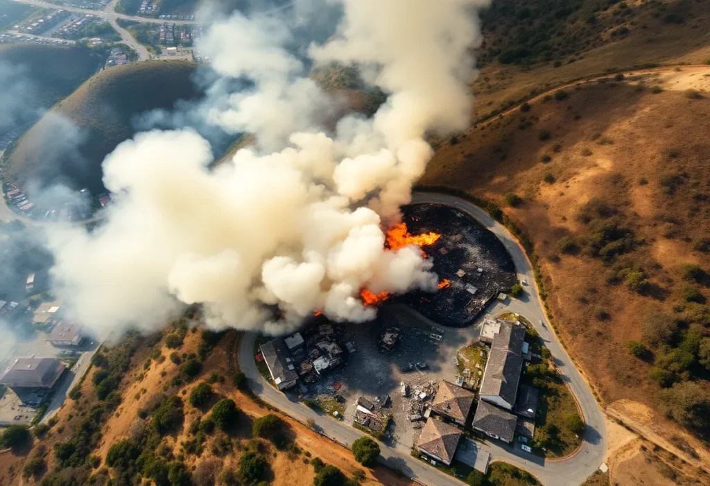Destruction caused by wildfires in Pacific Palisades, California.