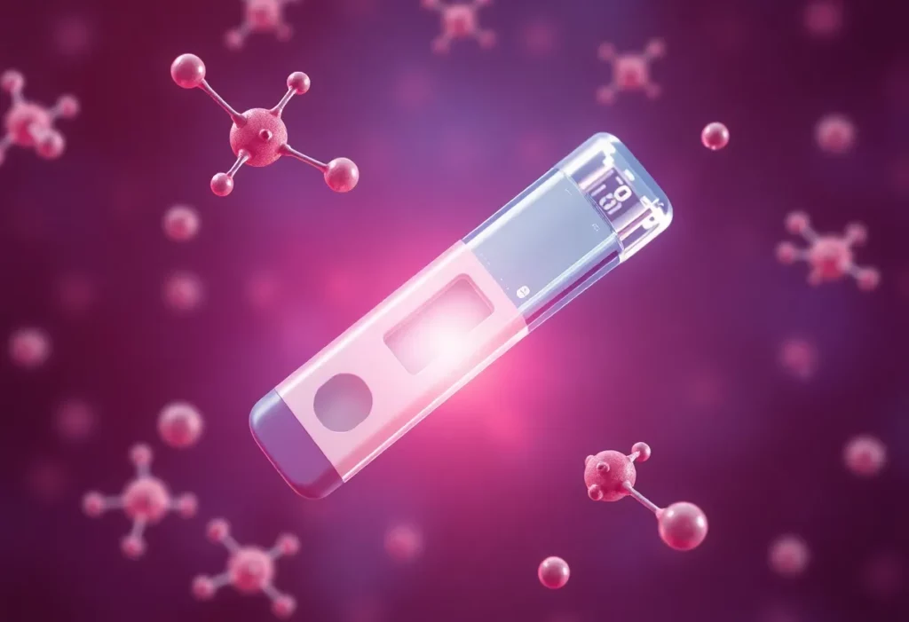 Abstract illustration of a breath test device for cancer detection
