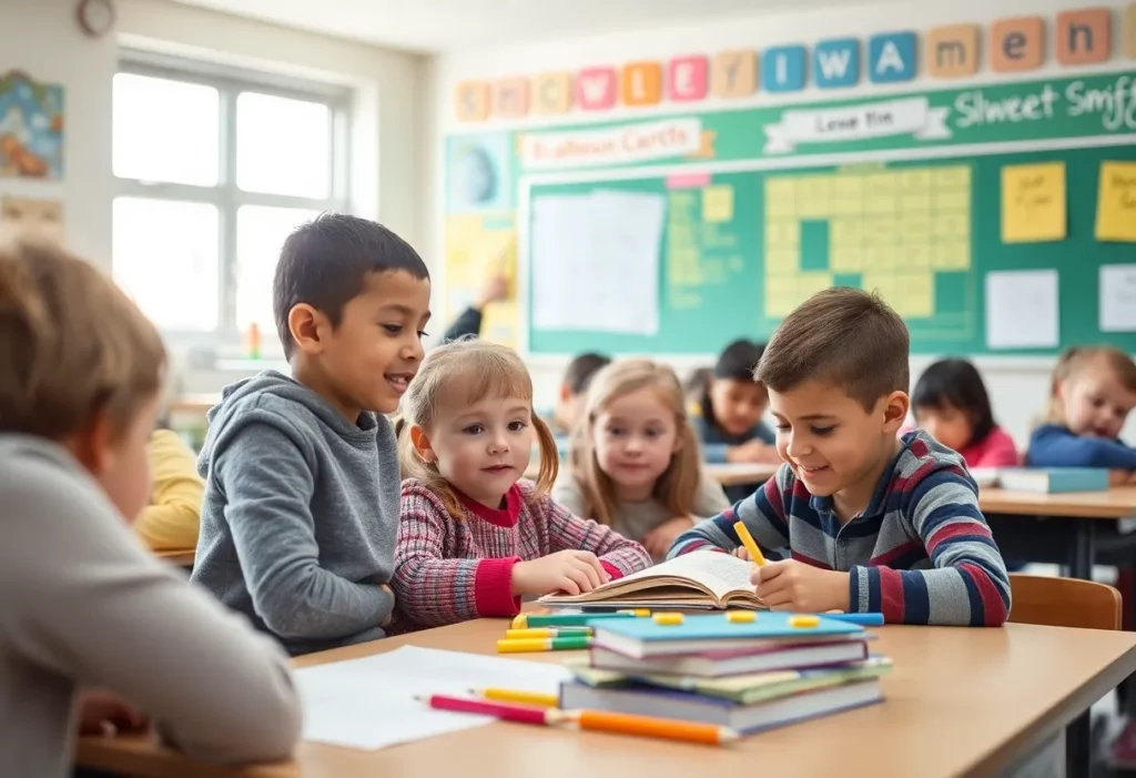 Children in a classroom designed for special educational needs.