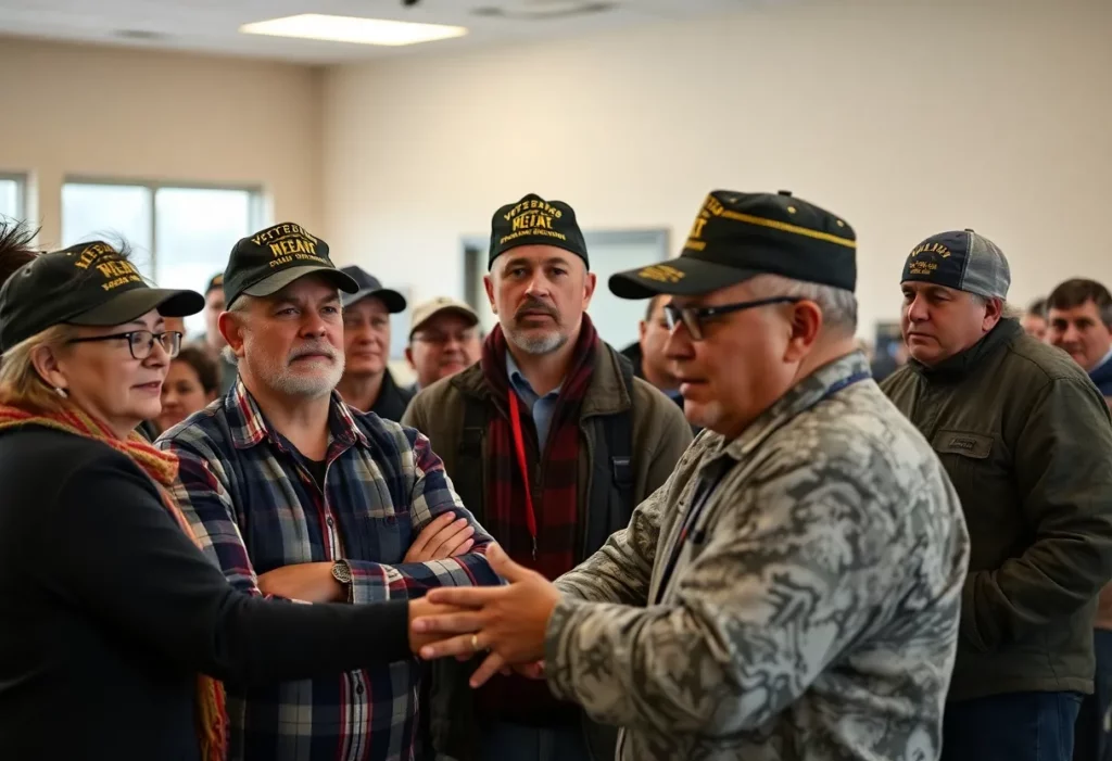 Veterans discussing support for asbestos-related diseases