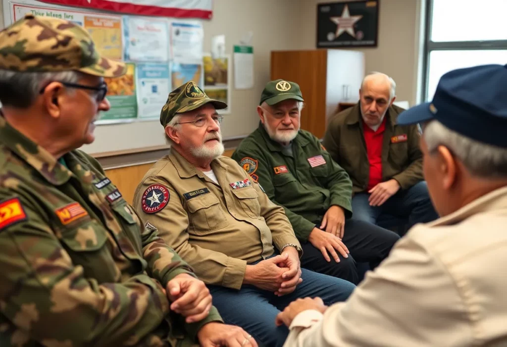 Veterans discussing health concerns related to asbestos exposure
