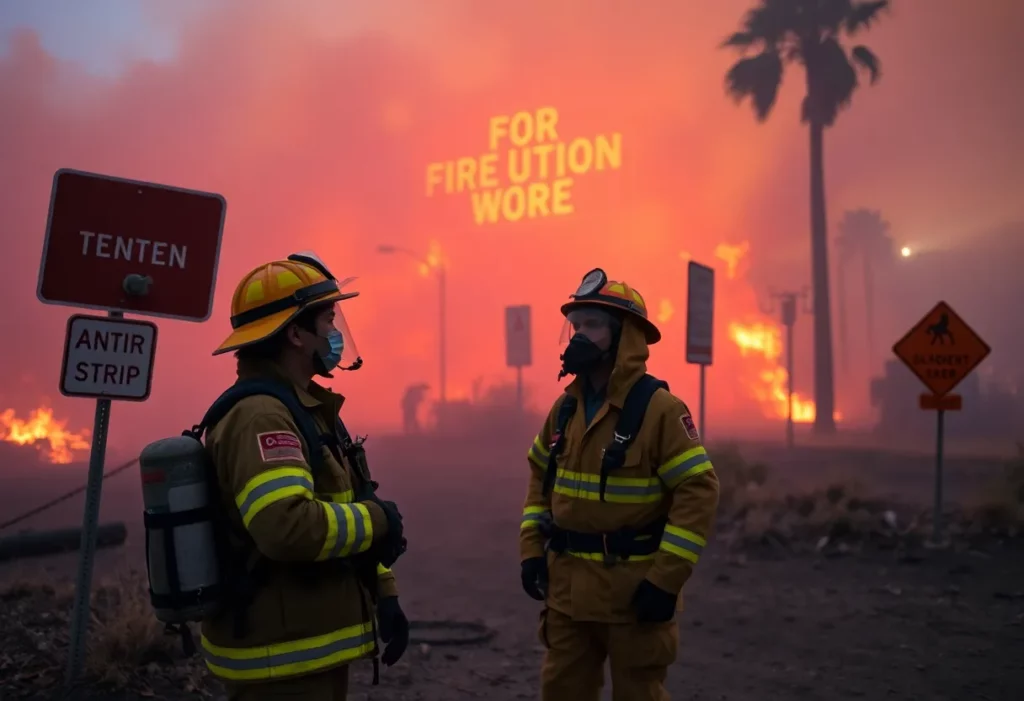 Firefighters evaluating air quality during wildfires in Los Angeles