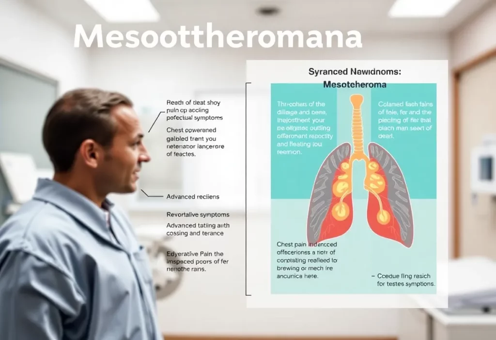 Illustration of the symptoms of advanced-stage mesothelioma