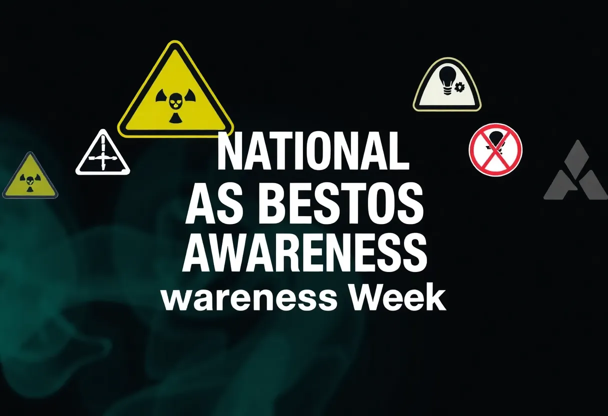 National Asbestos Awareness Week poster with health risk information