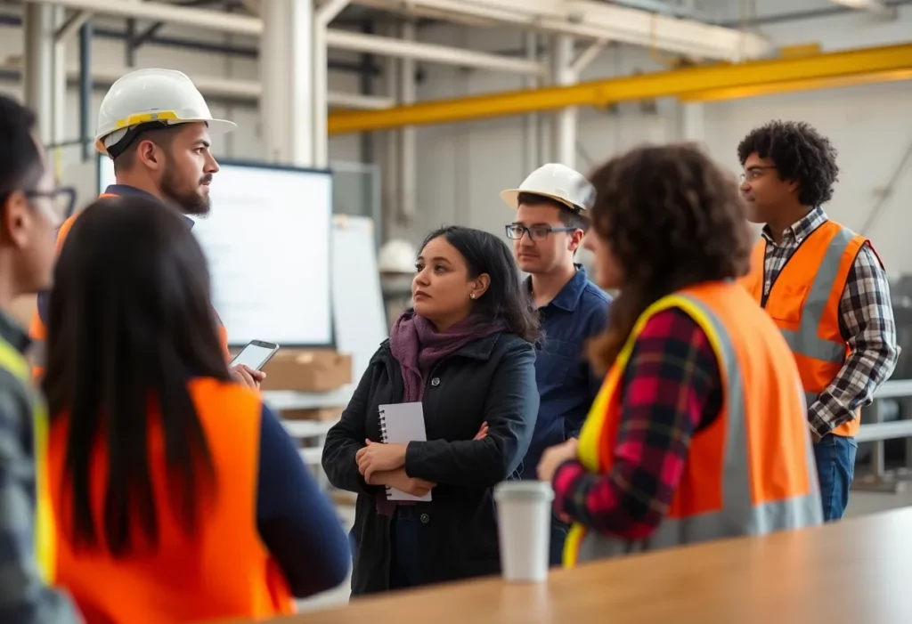Construction professionals engaged in an asbestos awareness workshop.