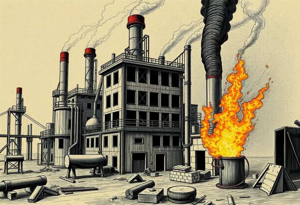 An artistic representation of the impact of asbestos exposure across history.