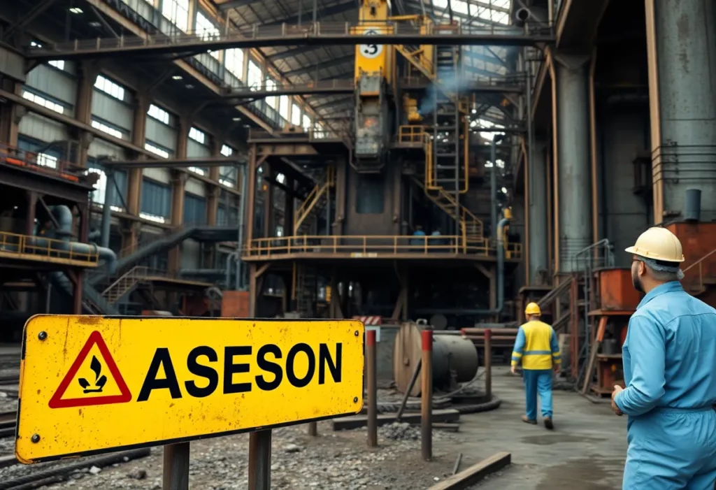 Workers in a steel mill potentially exposed to asbestos