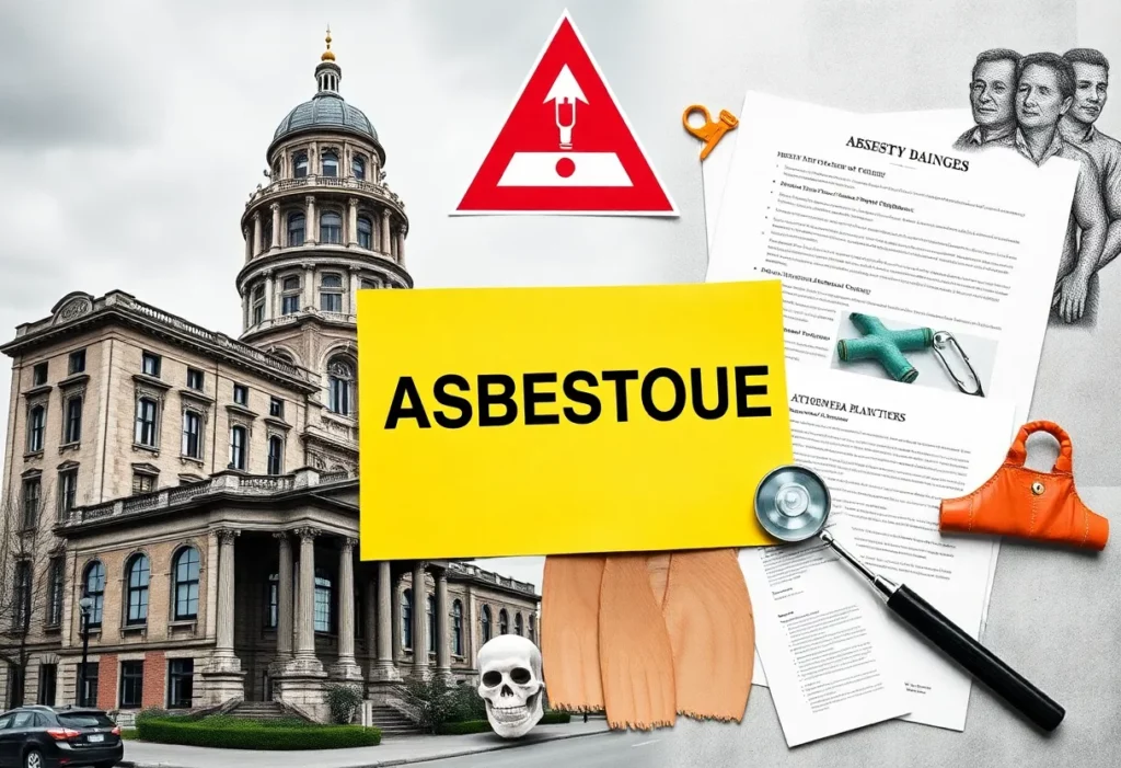 Visual representation of asbestos dangers and legal advocacy